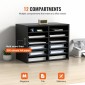 VEVOR Wood Literature Organizer, 12 διαμερίσματα, Ταξινόμηση αρχείων με αφαιρούμενα ράφια, Υποδοχή γραμματοκιβωτίων για Office Home Classroom Οργανισμός Mailrooms, Πιστοποίηση EPA, Μαύρο