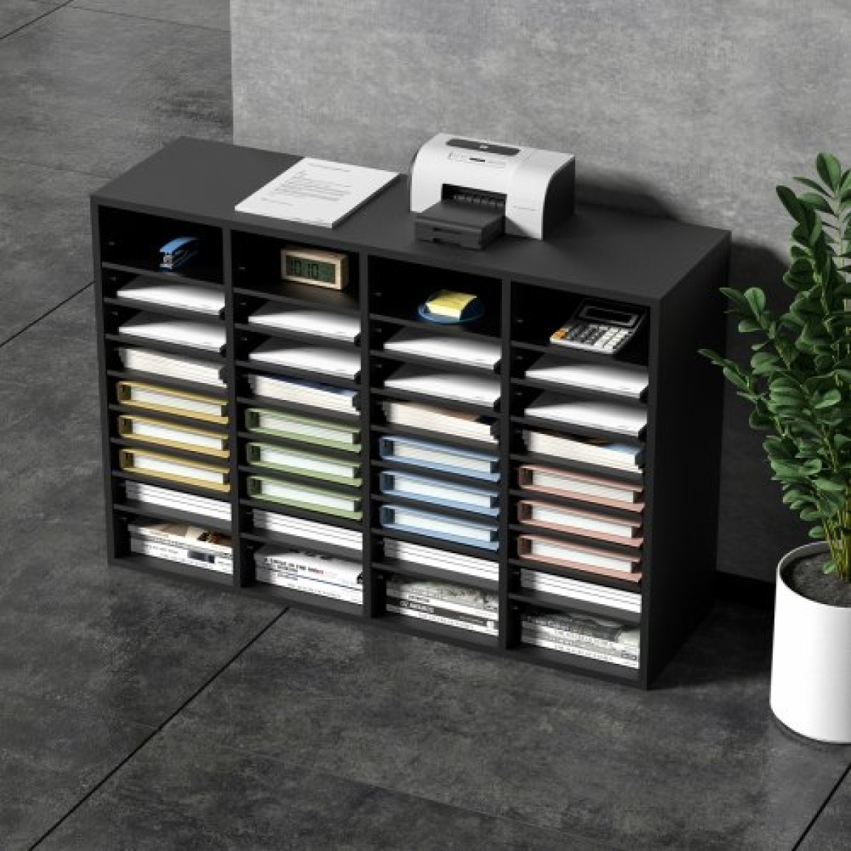 VEVOR Wood Literature Organizer, 36 διαμερίσματα, Ταξινόμηση αρχείων με αφαιρούμενα ράφια, Υποδοχή γραμματοκιβωτίων για Office Home Classroom Οργανισμός Mailrooms, Πιστοποίηση EPA, Μαύρο