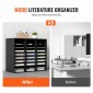 VEVOR Wood Literature Organizer, 24 διαμερίσματα, Ταξινόμηση αρχείων με αφαιρούμενα ράφια, Υποδοχή γραμματοκιβωτίων για Office Home Classroom Mailrooms Organization, Πιστοποίηση EPA, Μαύρο