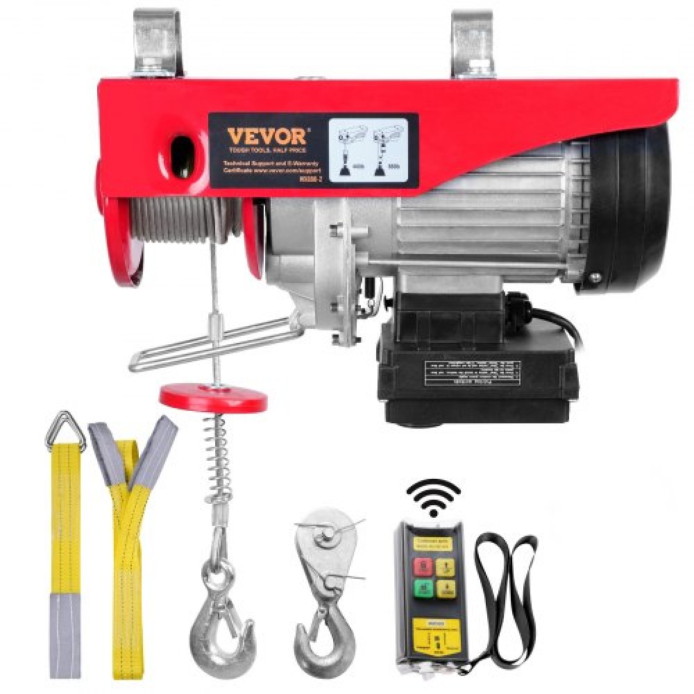 VEVOR Electric Hoist, 399,2 kg Ανυψωτική ικανότητα, 850W 220V Ηλεκτρικό συρμάτινο βαρούλκο με ασύρματο τηλεχειριστήριο, 1219 cm Ύψος ανύψωσης μονού καλωδίου & κινητήρας καθαρού χαλκού, για εργοστάσιο αποθήκης γκαράζ