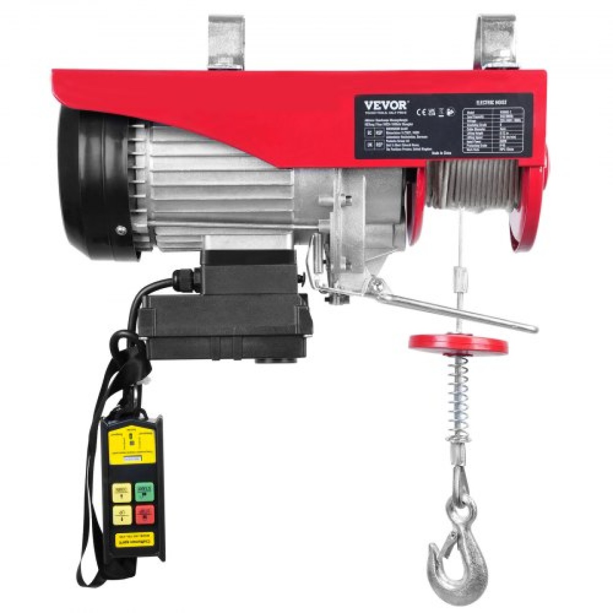 VEVOR Electric Hoist, 399,2 kg Ανυψωτική ικανότητα, 850W 220V Ηλεκτρικό συρμάτινο βαρούλκο με ασύρματο τηλεχειριστήριο, 1219 cm Ύψος ανύψωσης μονού καλωδίου & κινητήρας καθαρού χαλκού, για εργοστάσιο αποθήκης γκαράζ