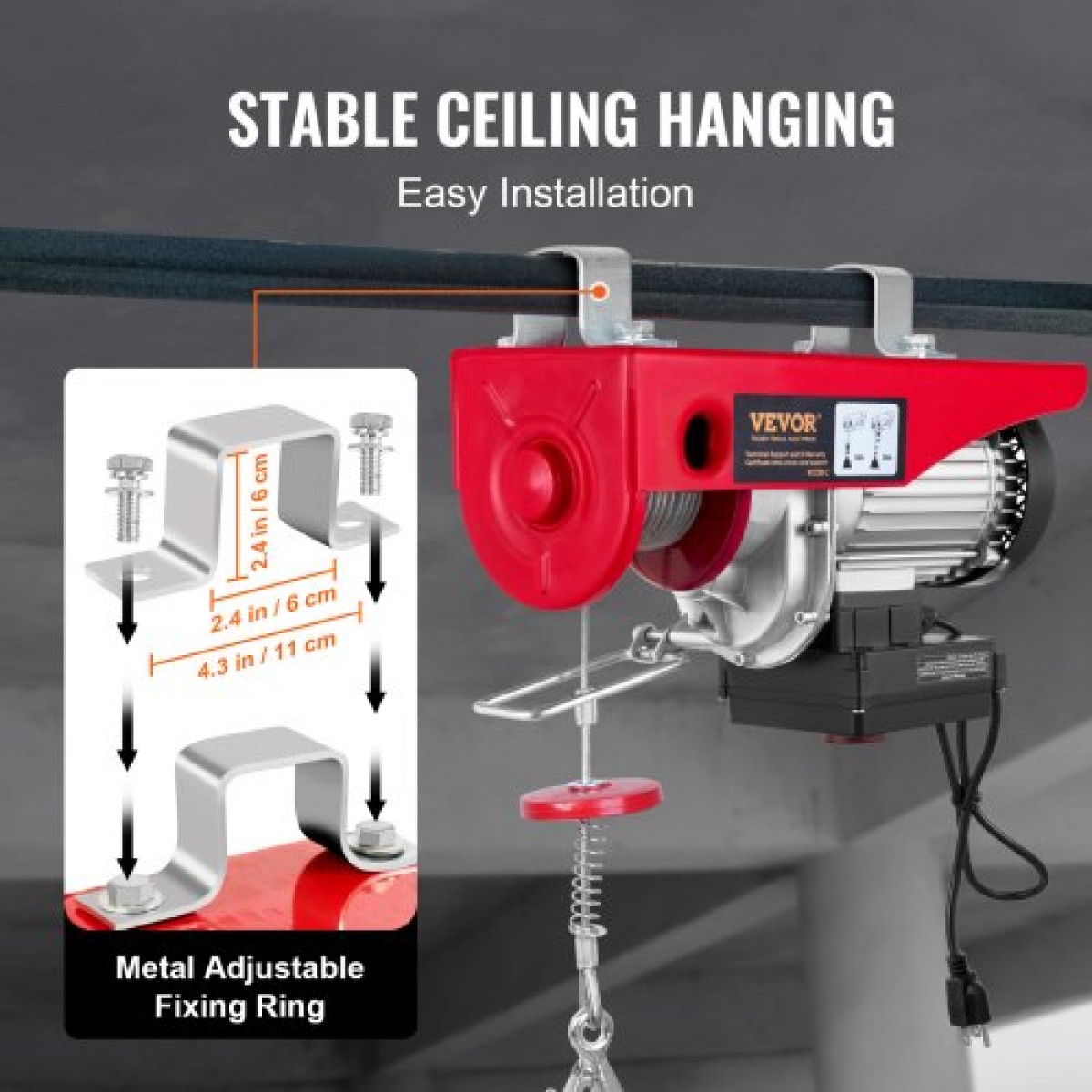 VEVOR Electric Hoist 2200 lb Electric Winch Wire Rope 1600W 220V Wireless Remote Control Lifting Electric Jack Portable Winch Electric Capstan