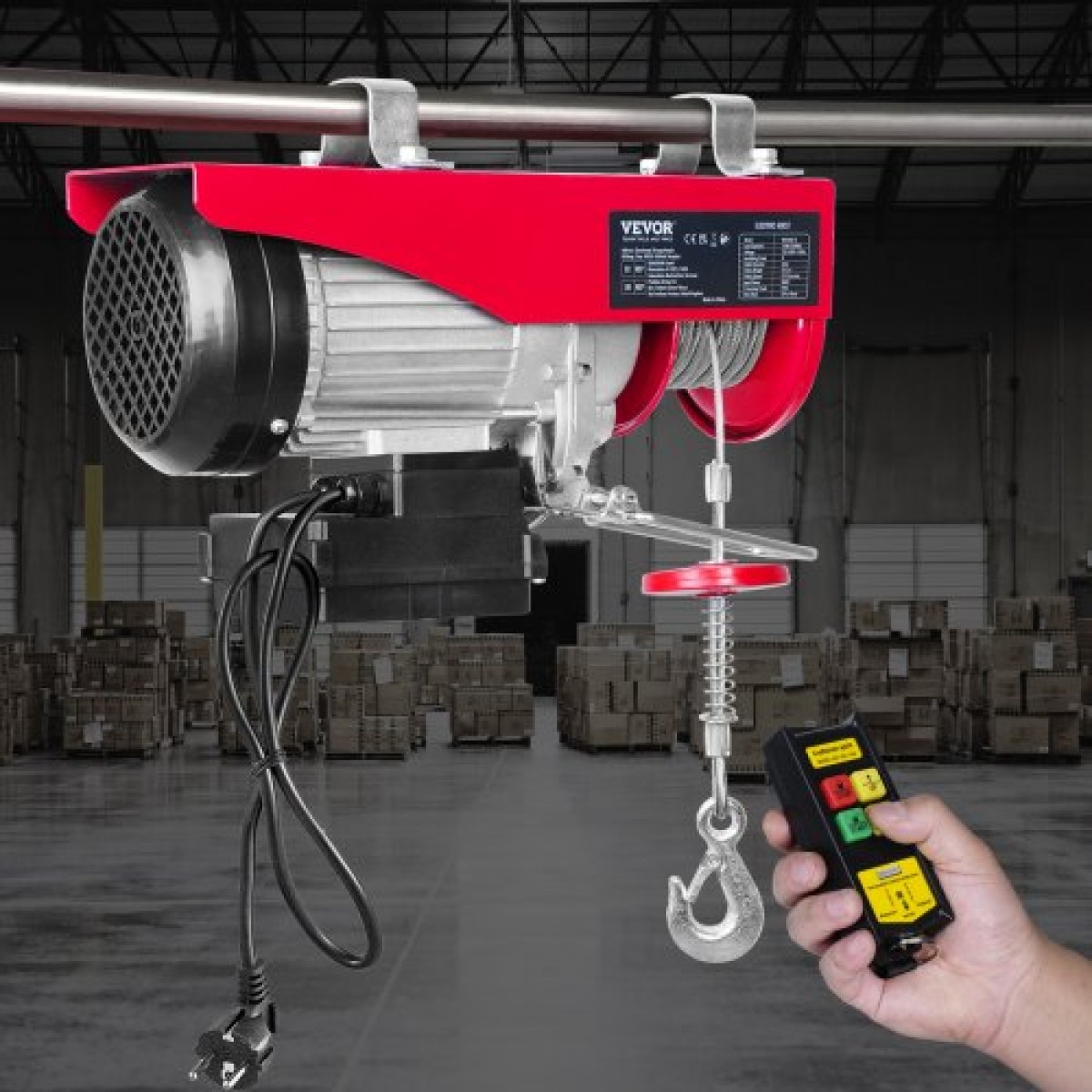 VEVOR Electric Hoist 2200 lb Electric Winch Wire Rope 1600W 220V Wireless Remote Control Lifting Electric Jack Portable Winch Electric Capstan