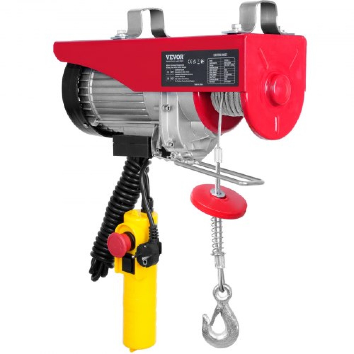 VEVOR Electric Hoist, 598,7 kg Ανυψωτική ικανότητα, 1150W 220V Ηλεκτρικό συρμάτινο βαρούλκο από χάλυβα με ενσύρματο τηλεχειριστήριο 427 cm, Ύψος ανύψωσης μονού καλωδίου 1219 cm & μοτέρ καθαρού χαλκού, για εργοστάσιο αποθήκης γκαράζ
