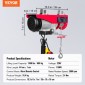 VEVOR Electric Hoist, 598,7 kg Ανυψωτική ικανότητα, 1150W 220V Ηλεκτρικό συρμάτινο βαρούλκο από χάλυβα με ενσύρματο τηλεχειριστήριο 427 cm, Ύψος ανύψωσης μονού καλωδίου 1219 cm & μοτέρ καθαρού χαλκού, για εργοστάσιο αποθήκης γκαράζ