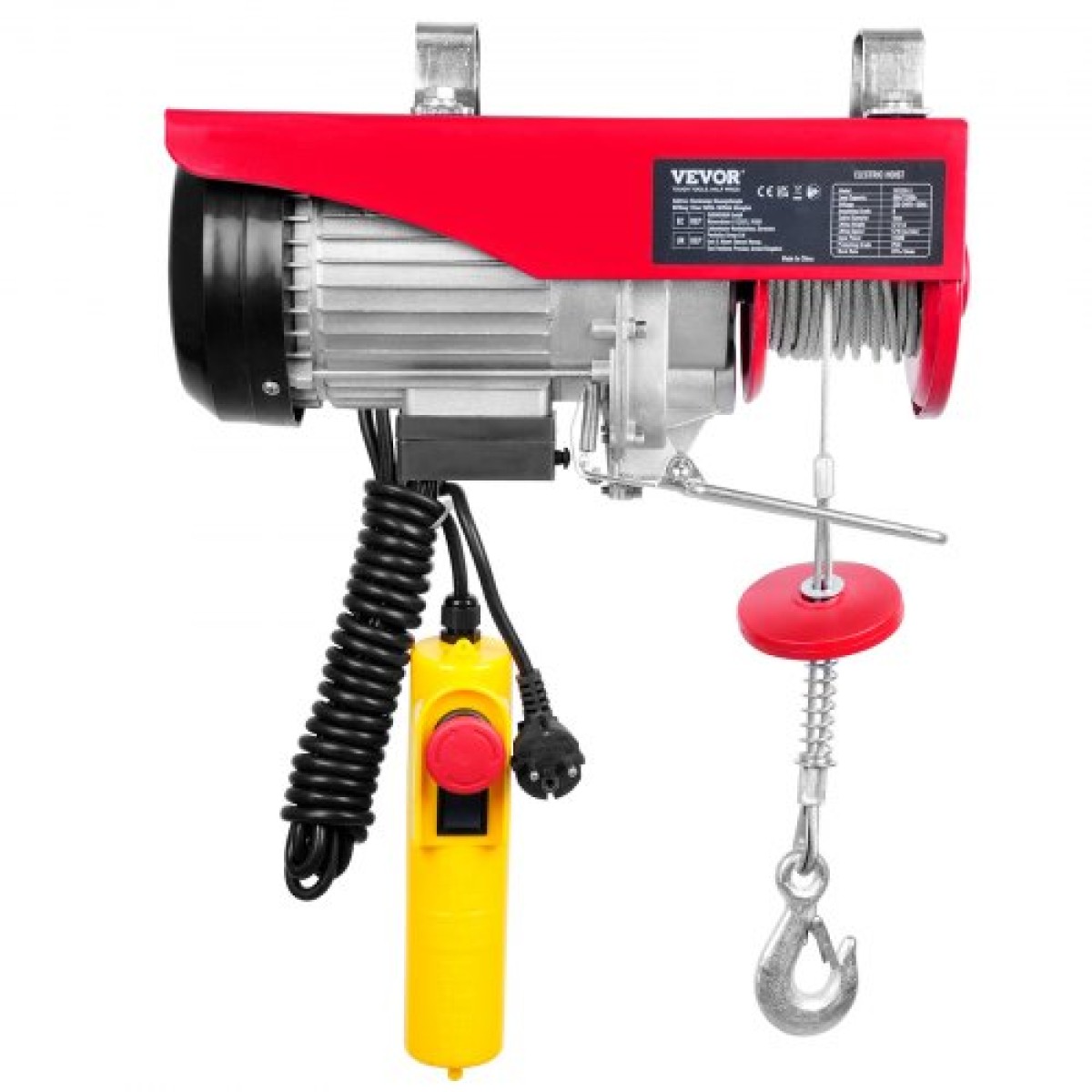 VEVOR Electric Hoist, 598,7 kg Ανυψωτική ικανότητα, 1150W 220V Ηλεκτρικό συρμάτινο βαρούλκο από χάλυβα με ενσύρματο τηλεχειριστήριο 427 cm, Ύψος ανύψωσης μονού καλωδίου 1219 cm & μοτέρ καθαρού χαλκού, για εργοστάσιο αποθήκης γκαράζ