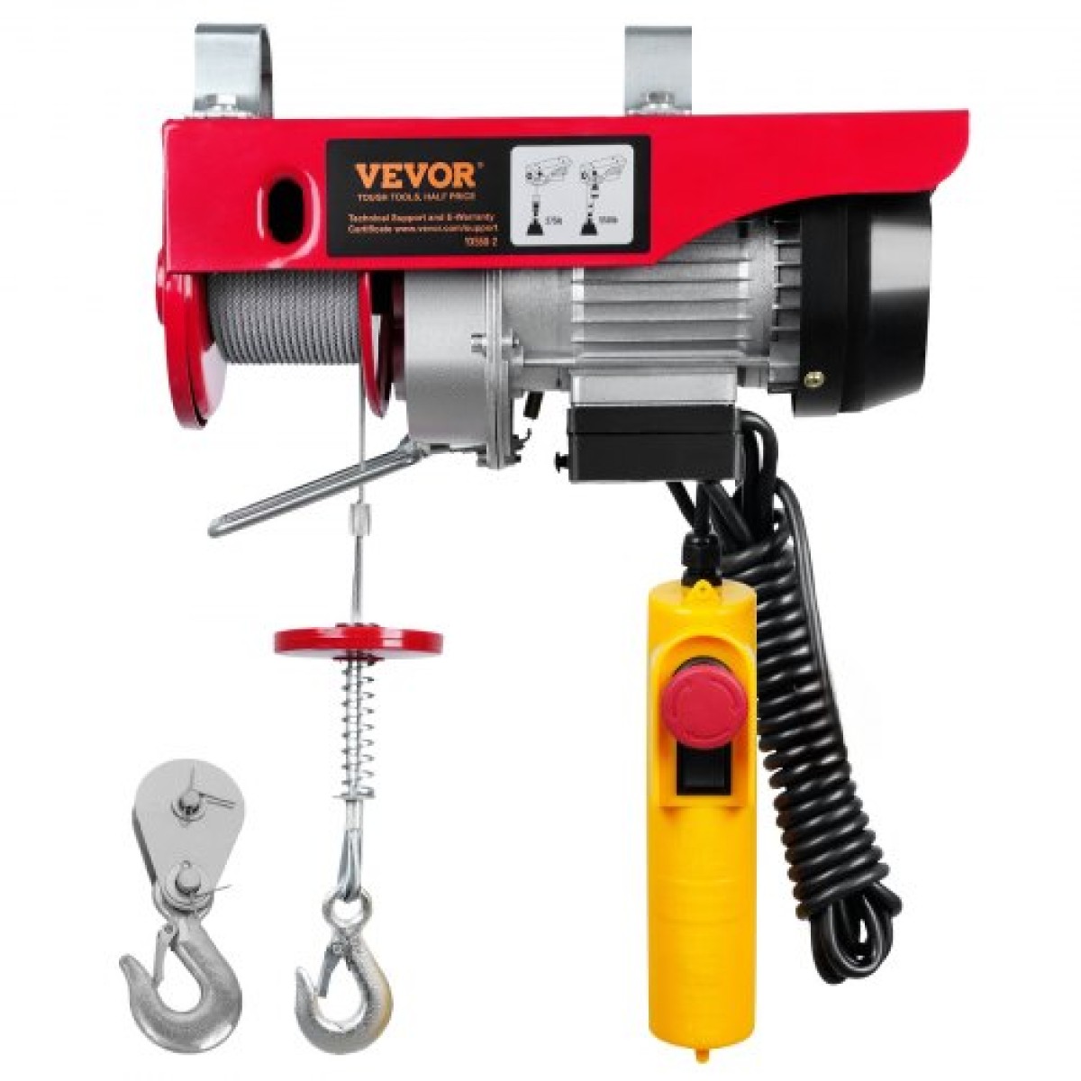 VEVOR Electric Hoist, 249,5 kg Ανυψωτική ικανότητα, 510W 220V Ηλεκτρικό συρμάτινο βαρούλκο από ατσάλι με ενσύρματο τηλεχειριστήριο 427 cm, Ύψος ανύψωσης μονού καλωδίου 1219 cm & μοτέρ καθαρού χαλκού, για εργοστάσιο αποθήκης γκαράζ