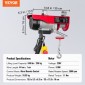 VEVOR Electric Hoist, 249,5 kg Ανυψωτική ικανότητα, 510W 220V Ηλεκτρικό συρμάτινο βαρούλκο από ατσάλι με ενσύρματο τηλεχειριστήριο 427 cm, Ύψος ανύψωσης μονού καλωδίου 1219 cm & μοτέρ καθαρού χαλκού, για εργοστάσιο αποθήκης γκαράζ