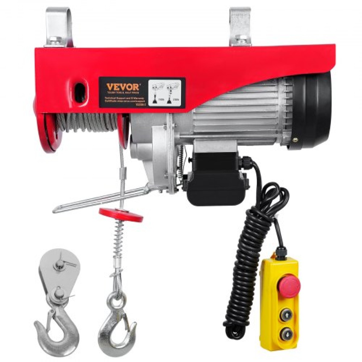 VEVOR Electric Hoist, 998 kg ανυψωτική ικανότητα, 1600W 220V ηλεκτρικό συρμάτινο βαρούλκο από ατσάλι με ενσύρματο τηλεχειριστήριο 427 cm, Ύψος ανύψωσης μονού καλωδίου 1219 cm & κινητήρας καθαρού χαλκού, για εργοστάσιο αποθήκης γκαράζ