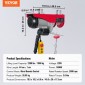 VEVOR Electric Hoist, 998 kg ανυψωτική ικανότητα, 1600W 220V ηλεκτρικό συρμάτινο βαρούλκο από ατσάλι με ενσύρματο τηλεχειριστήριο 427 cm, Ύψος ανύψωσης μονού καλωδίου 1219 cm & κινητήρας καθαρού χαλκού, για εργοστάσιο αποθήκης γκαράζ
