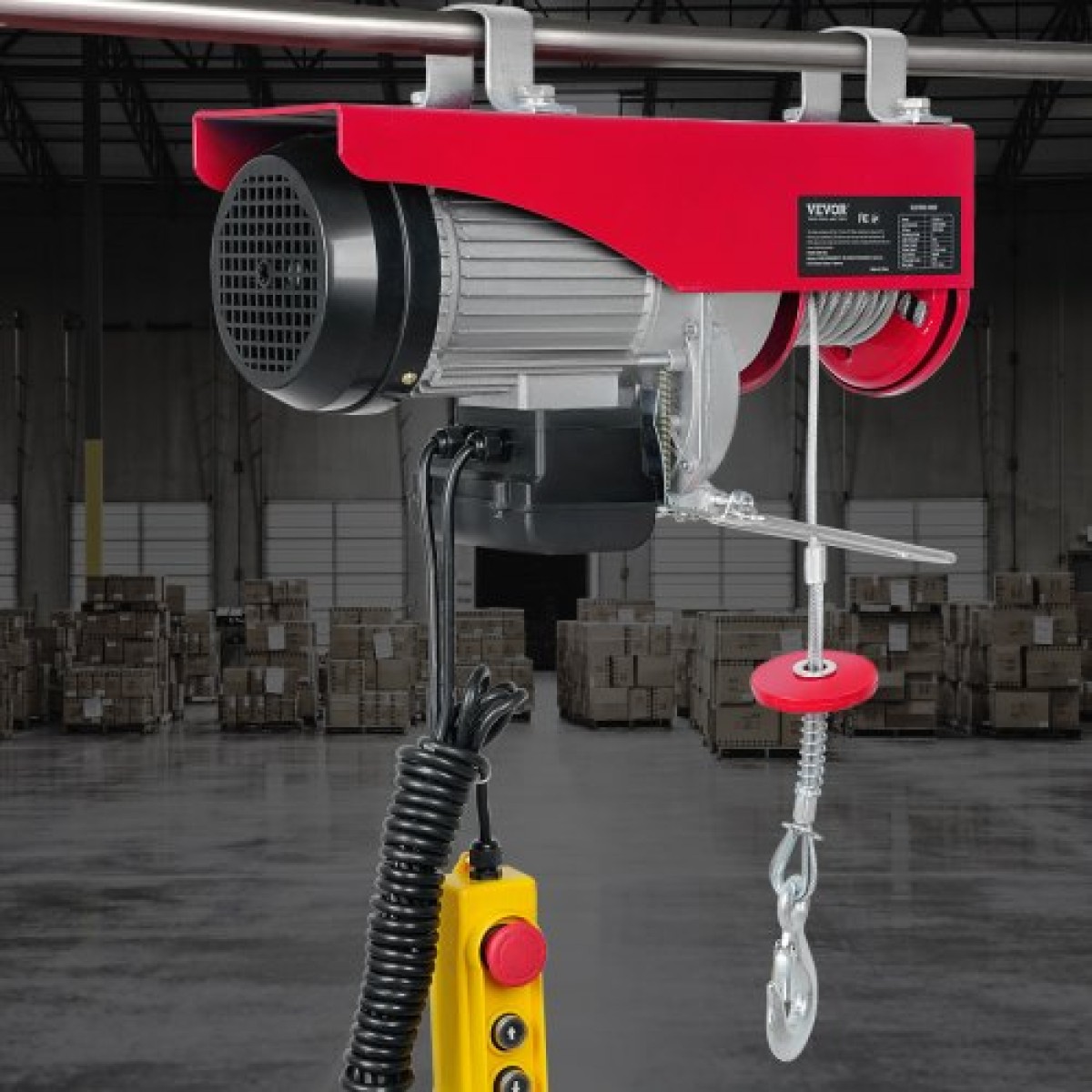 VEVOR Electric Hoist, 998 kg ανυψωτική ικανότητα, 1600W 220V ηλεκτρικό συρμάτινο βαρούλκο από ατσάλι με ενσύρματο τηλεχειριστήριο 427 cm, Ύψος ανύψωσης μονού καλωδίου 1219 cm & κινητήρας καθαρού χαλκού, για εργοστάσιο αποθήκης γκαράζ