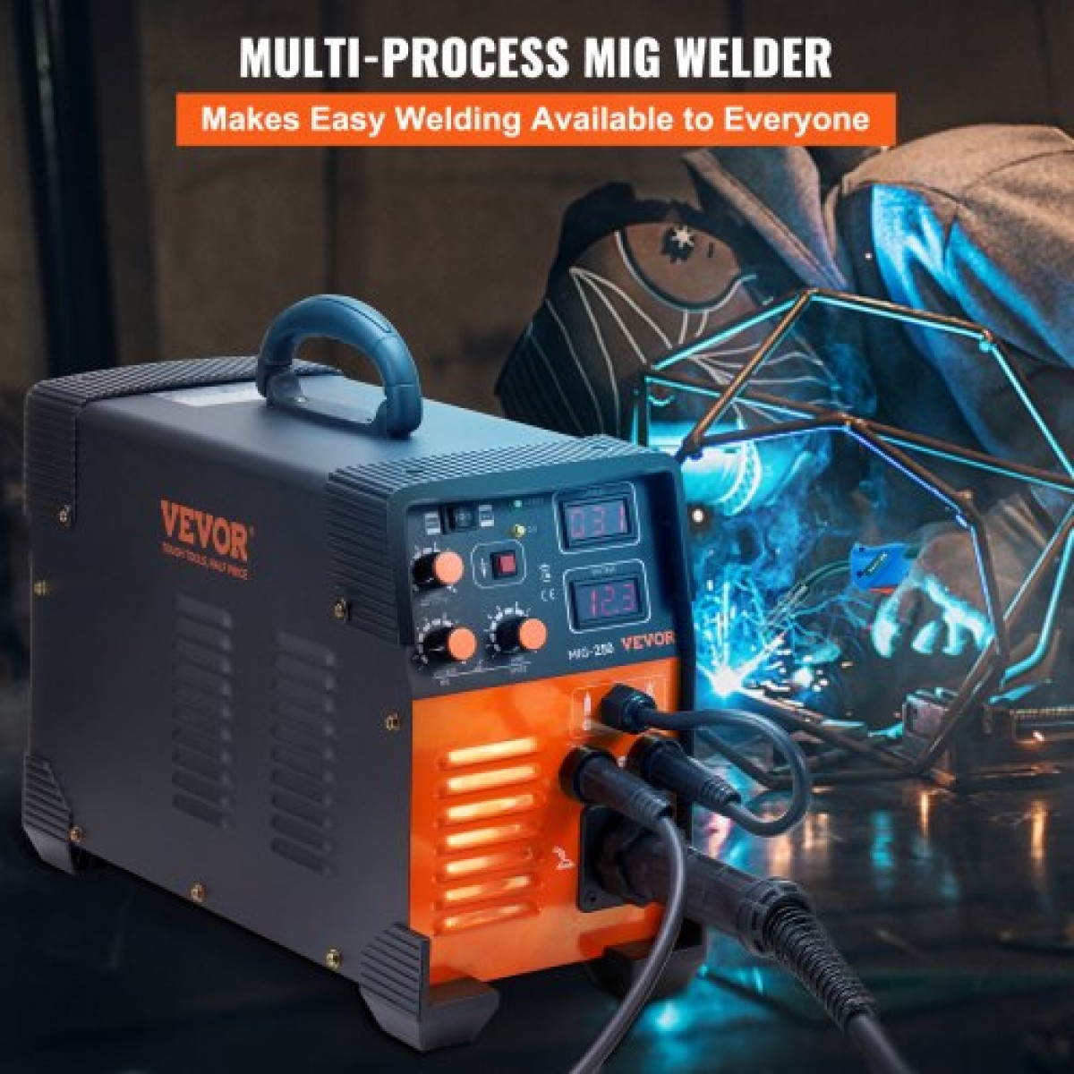 VEVOR MIG Welder 250 Amp MIG TIG Arc Welder 3 in 1 Welder Welding Machine 220V TIG Welder Lift ARC Welder MMA Stick IGBT DC Inverter Welder Digital Display Combo Welding Machine