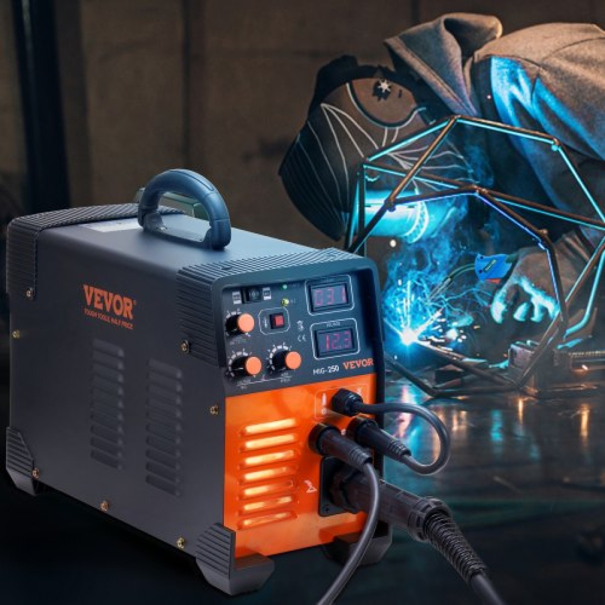 VEVOR MIG Welder 250 Amp MIG TIG Arc Welder 3 in 1 Welder Welding Machine 220V TIG Welder Lift ARC Welder MMA Stick IGBT DC Inverter Welder Digital Display Combo Welding Machine