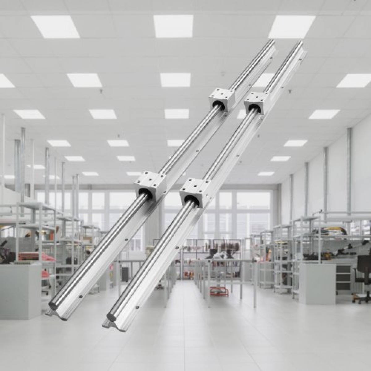 VEVOR Linear Guide Rail Set, SBR20 800mm, 2 PCS 31,5 in/800 mm SBR20 Guide Rails και 4 PCS SBR20UU Slide Blocks, Linear Rails and Bearings for Automated Machines DIY Project CNC Router Machines