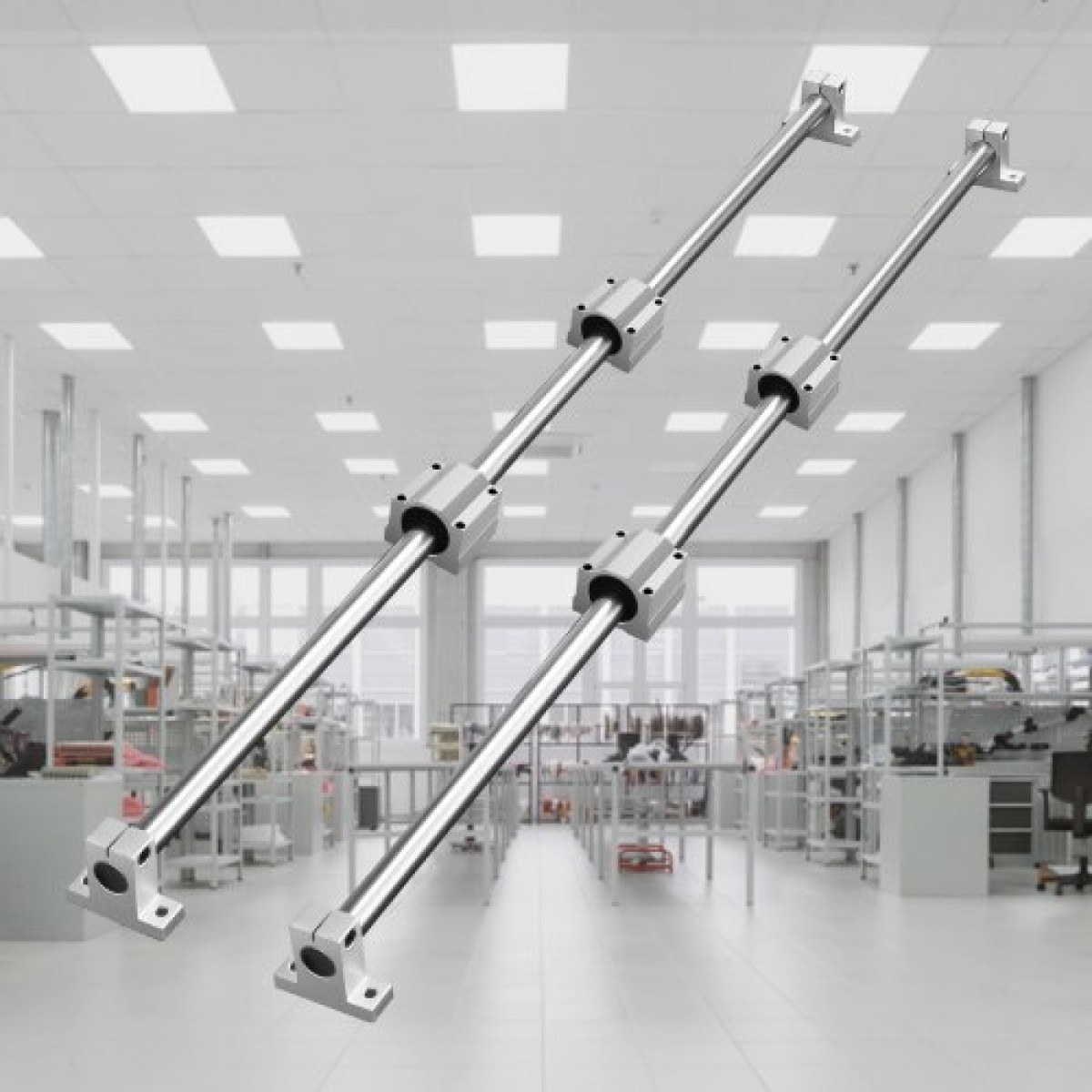 VEVOR Linear Guide Rail Set, SFC16 1000mm, 2 PCS 39,4 in/1000 mm SFC16 Guide Rails 4 PCS SC16 Slide Blocks 4 PCS Rail Supports, Linear Rails and Bearings Kit for Automated Machines CNC DIY Project