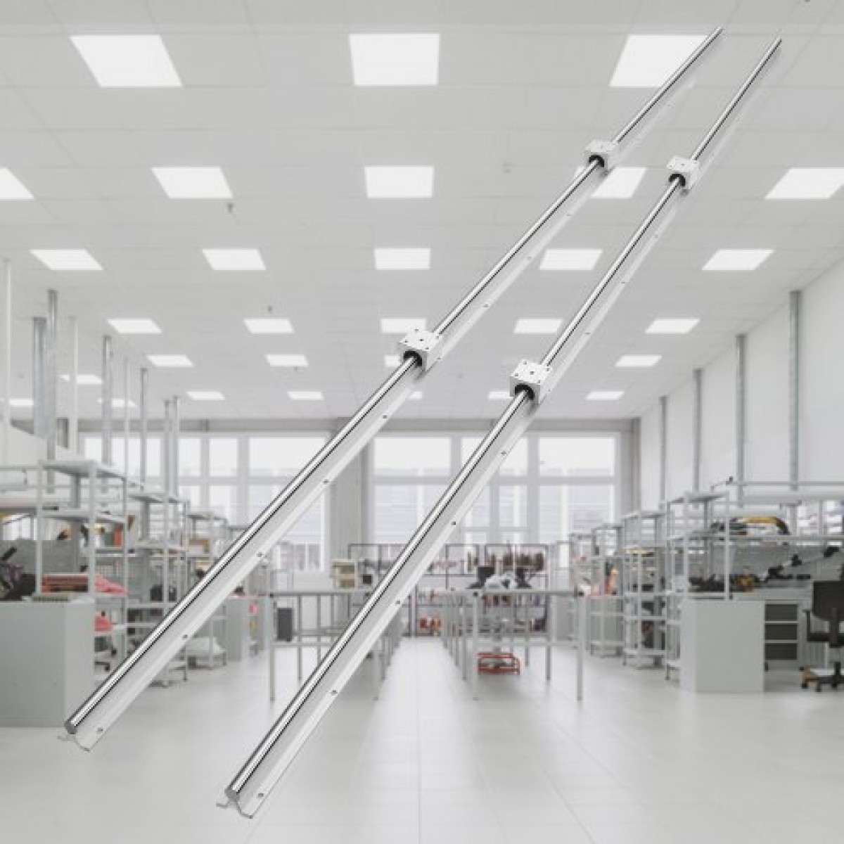 VEVOR Linear Guide Rail Set, SBR20 2200mm, 2 PCS 86,6 in/2200 mm SBR20 Guide Rails και 4 PCS SBR20UU Slide Blocks, Linear Rails and Bearings for Automated Machines DIY Project CNC Router Machines