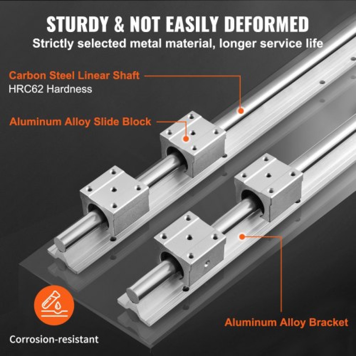 VEVOR Linear Guide Rail Set, SBR16 2000mm, 2 PCS 78,7 in/2000 mm SBR16 Guide Rails και 4 PCS SBR16UU Slide Blocks, Linear Rails and Bearings for Automated Machines DIY Project CNC Router Machines