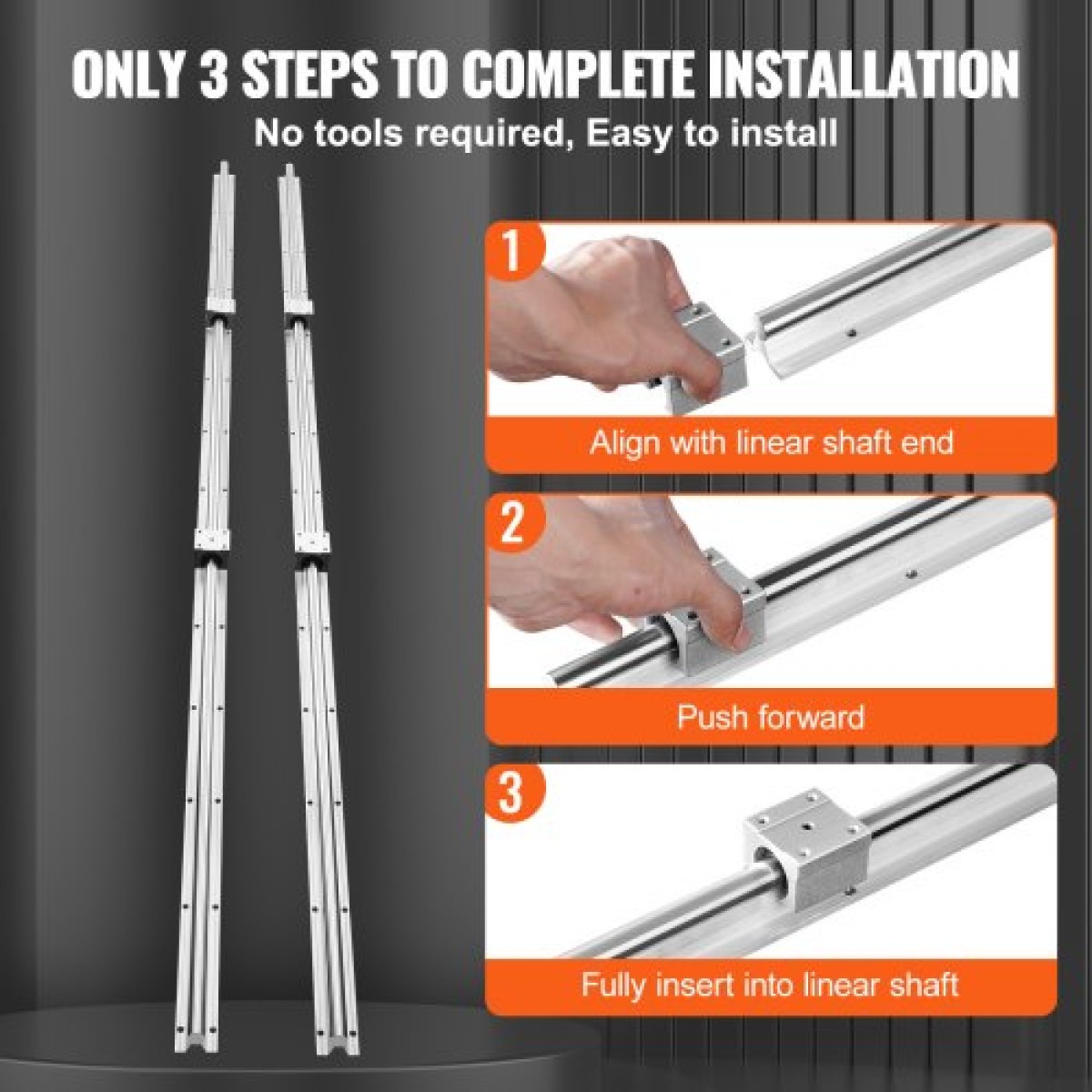 VEVOR Linear Guide Rail Set, SBR16 2000mm, 2 PCS 78,7 in/2000 mm SBR16 Guide Rails και 4 PCS SBR16UU Slide Blocks, Linear Rails and Bearings for Automated Machines DIY Project CNC Router Machines