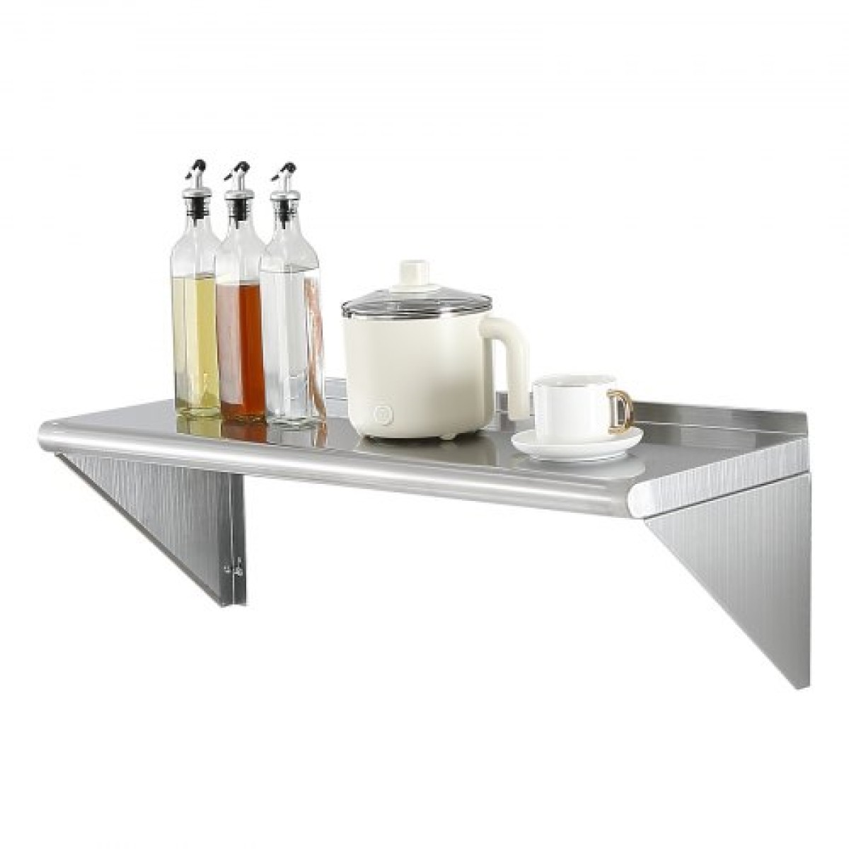 VEVOR 30,5 x 91,4 cm ράφι από ανοξείδωτο χάλυβα, επιτοίχια πλωτά ράφια με βραχίονες, εμπορικά ράφια χωρητικότητας 113,4 kg, ράφι αποθήκευσης βαρέως τύπου για εστιατόριο, κουζίνα, μπαρ, σπίτι και ξενοδοχείο