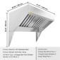 VEVOR Commercial Exhaust Hood, 4FT Food Truck Hood Exhaust, 201 Stainless Steel Concession Trailer Hood με 2 αποσπώμενο πλέγμα φίλτρου λαδιού σχήματος U, κουκούλα εξαερισμού ανθεκτικό στη σκουριά για εστιατόριο κουζίνας