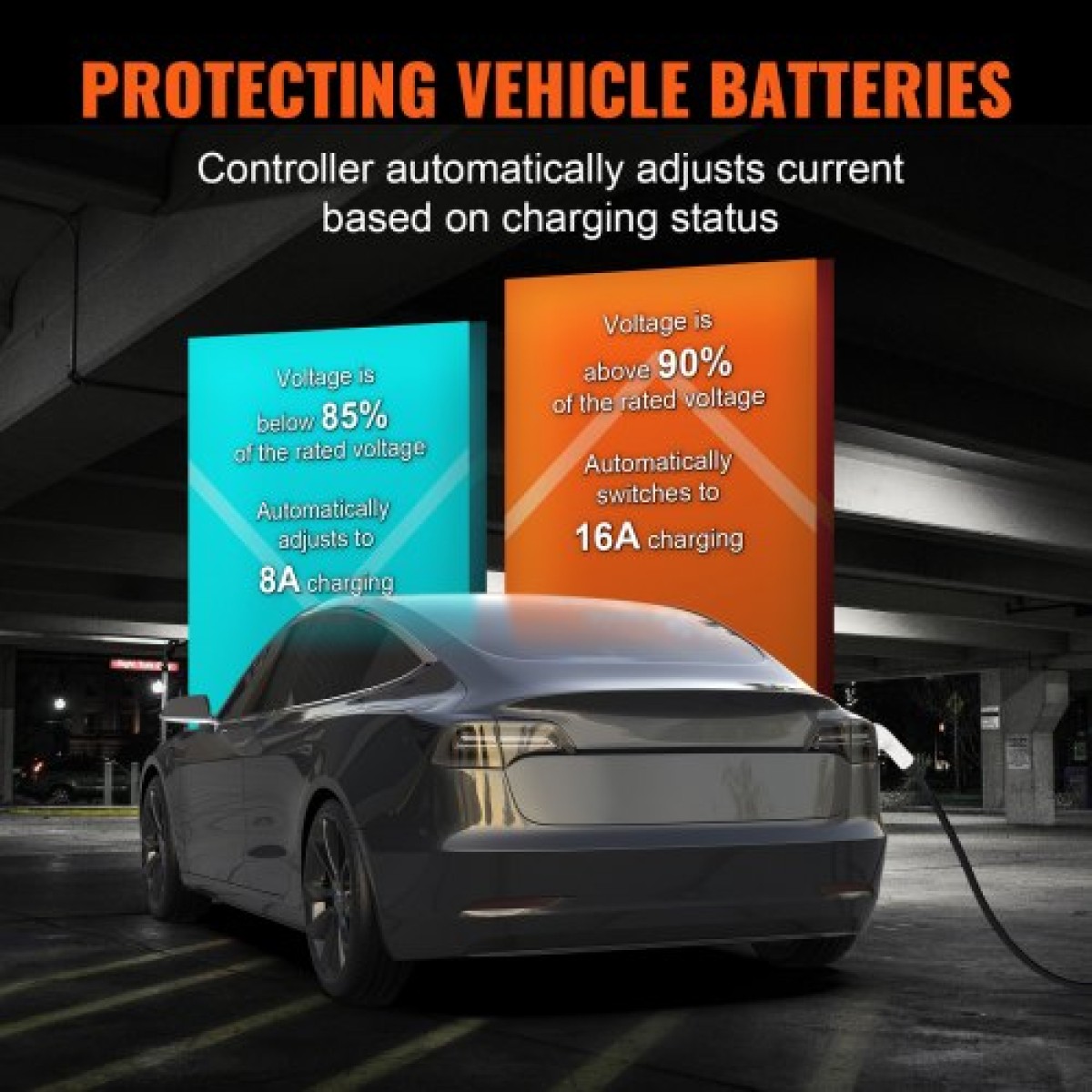 VEVOR Portable EV Charger Type 2, 16A 3,7 kW, Electric Vehicle Car Charging Charging CEE 7/7 Plug, IEC 62196 Home EV Charging Station with Storage Bag Charging Cable Hook, IP66