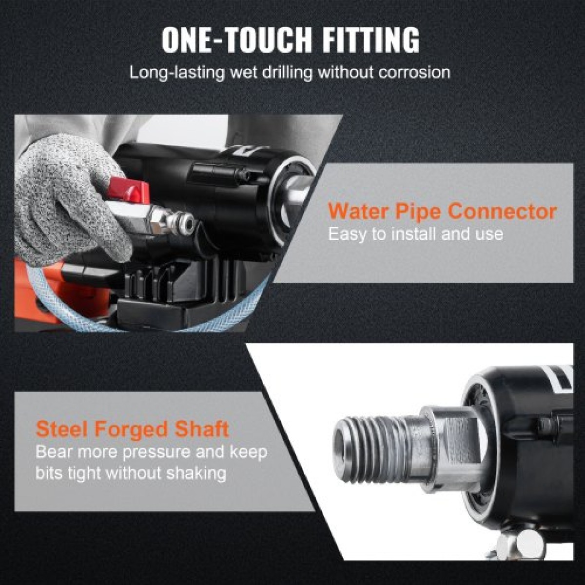 VEVOR Wet&Dry Diamond Core Drill Machine Concrete Core Drill Rig 3200W 750RPM