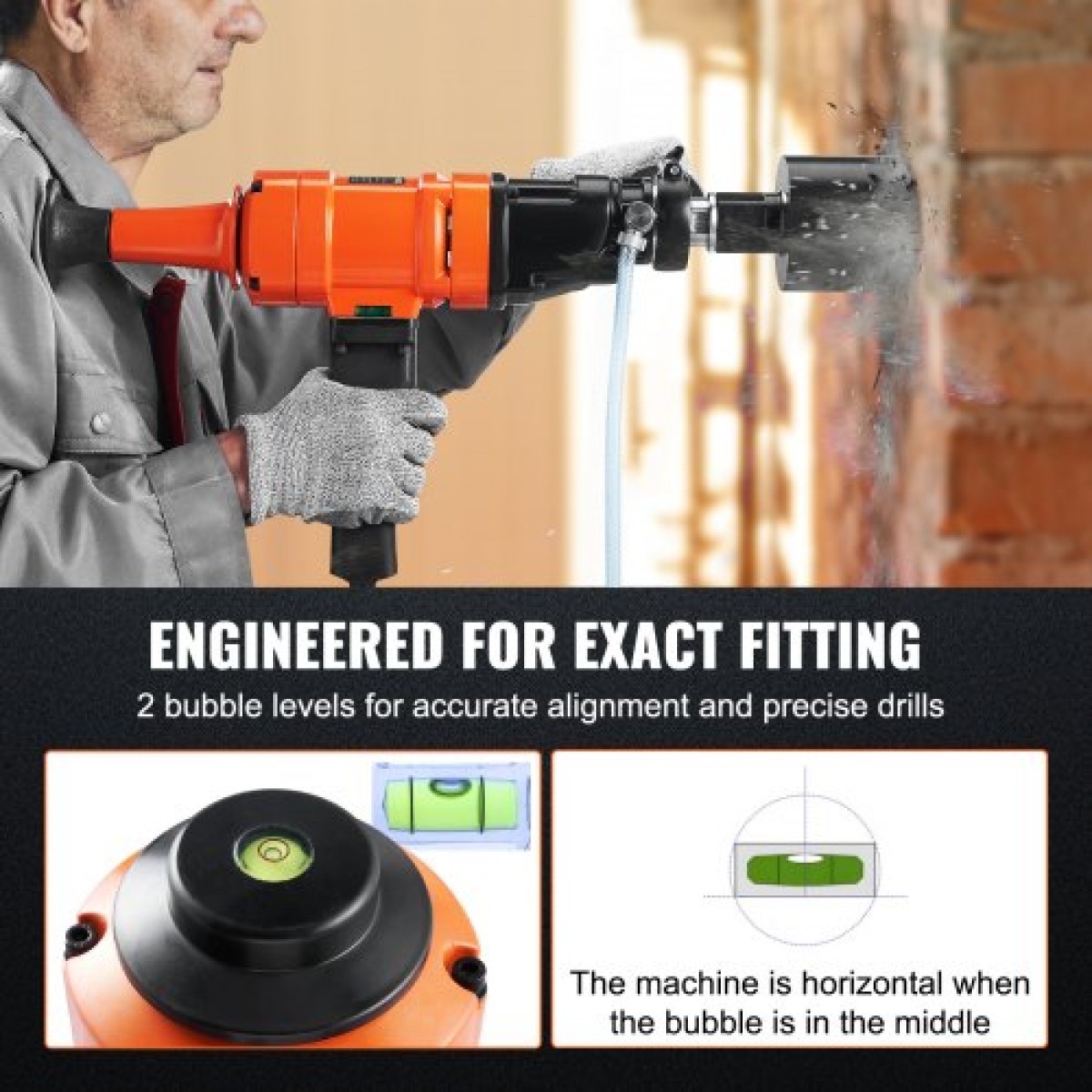 VEVOR Diamond Core Drill Machine Handheld Concrete Core Drill Rig 10,2 cm Bit 1500W