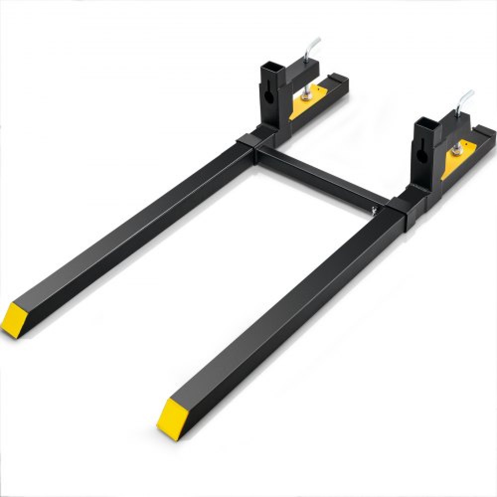 VEVOR Pallet Forks, 2000 lbs Tractor Bucket Forks, 60" Total Length Clamp on Pallet Fork with Adjustable Stabilizer bar, Heavy Duty Pallet Forks for Tractor Attachment, Skid Steer, Loader Bucket