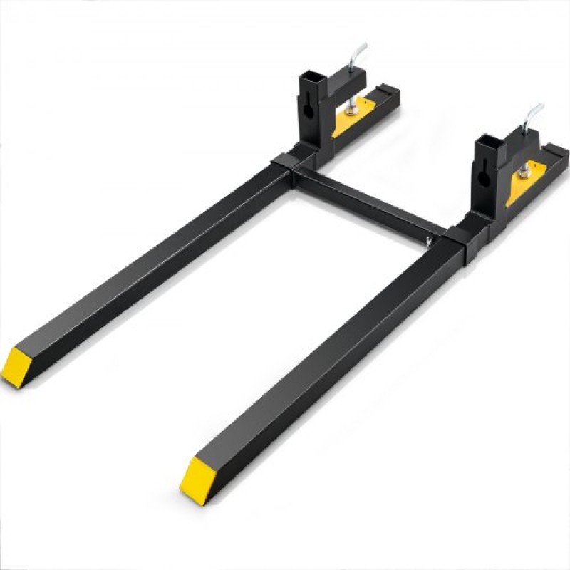 VEVOR Pallet Forks, 2000 lbs Tractor Bucket Forks, 60" Total Length Clamp on Pallet Fork with Adjustable Stabilizer bar, Heavy Duty Pallet Forks for Tractor Attachment, Skid Steer, Loader Bucket