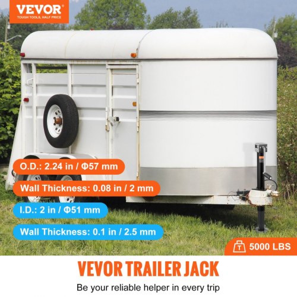 VEVOR Trailer Jack, Trailer Tongue Jack A-frame Bolt on Weight Capacity 5000 lb, Trailer Jack Stand with Handle for Lifting RV Trailer, Horse Trailer, Utility Trailer, Yacht Trailer