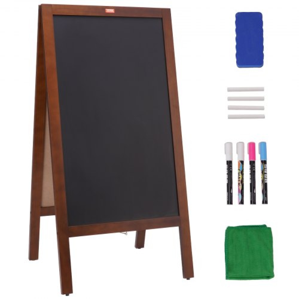 Επιγραφή VEVOR A Frame Chalkboard, επιγραφές διπλής όψης στο πεζοδρόμιο, ανεξάρτητη vintage ξύλινη σανίδα κιμωλίας με κιμωλίες & μαγνητική γόμα, ρουστίκ καφέ σάντουιτς εξωτερικού χώρου, 20"x40", Γάμος στο σπίτι κουζίνας