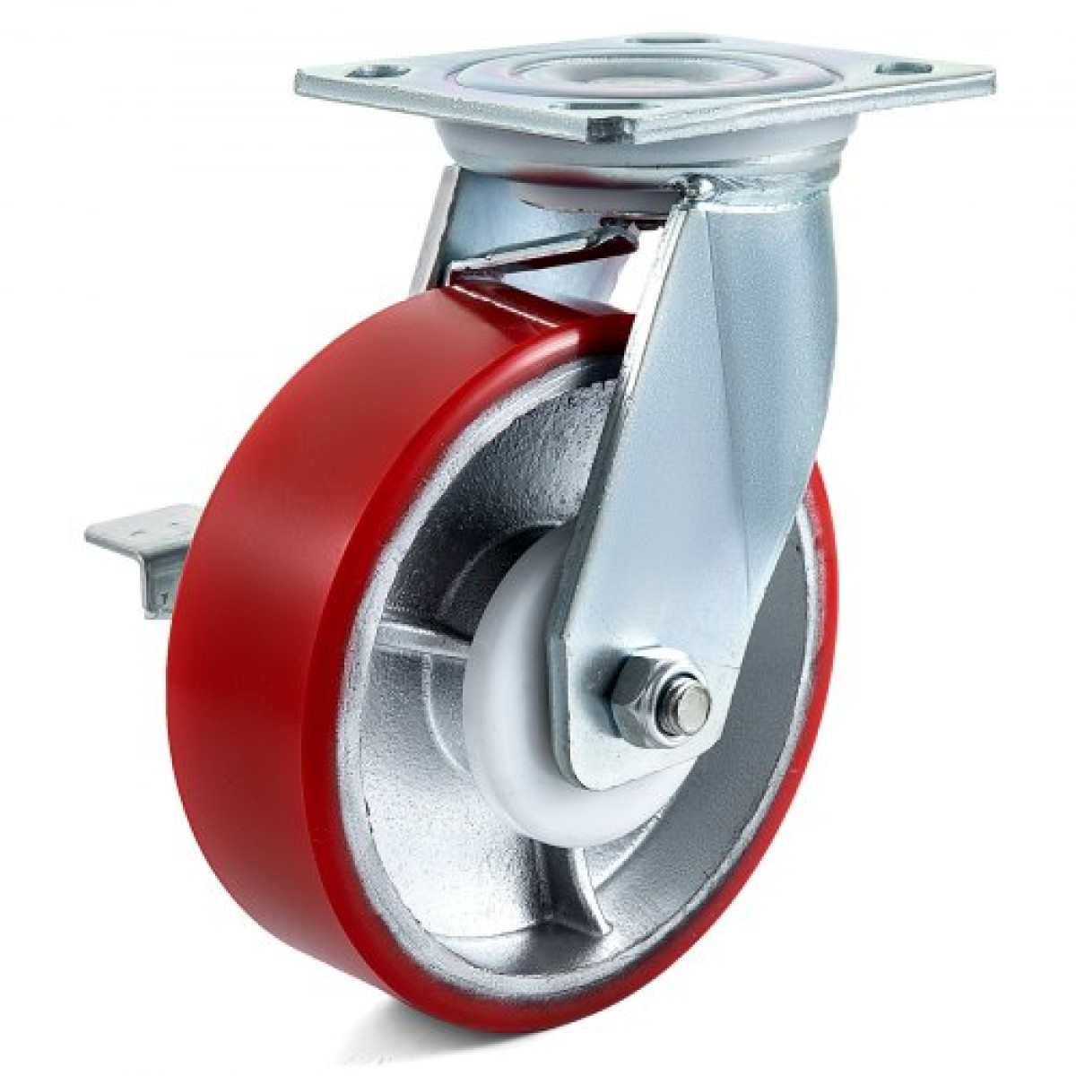 VEVOR 4 Pack 15,24 x 5,08 cm Τροχοί τροχοί 2 άκαμπτοι και 2 περιστρεφόμενοι τροχοί με πλαϊνό φρένο Πλάκα σιδήρου πολυουρεθάνης 453,59 kg Χωρητικότητα ανά τροχό
