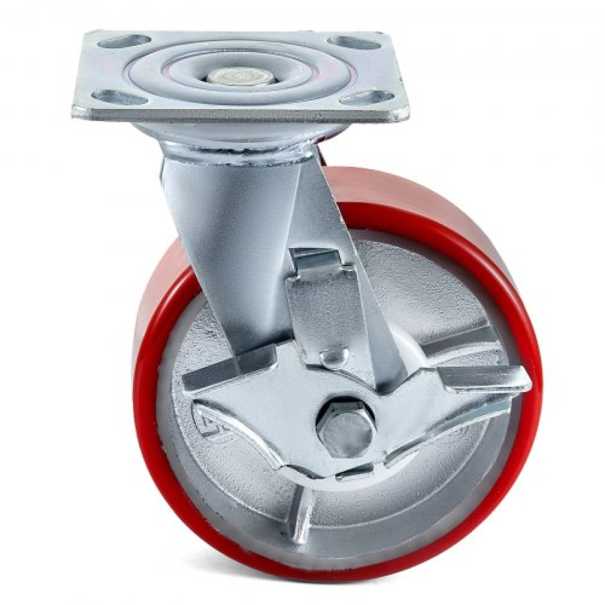 VEVOR 4 Pack 15,24 x 5,08 cm Τροχοί τροχοί 2 άκαμπτοι και 2 περιστρεφόμενοι τροχοί με πλαϊνό φρένο Πλάκα σιδήρου πολυουρεθάνης 453,59 kg Χωρητικότητα ανά τροχό