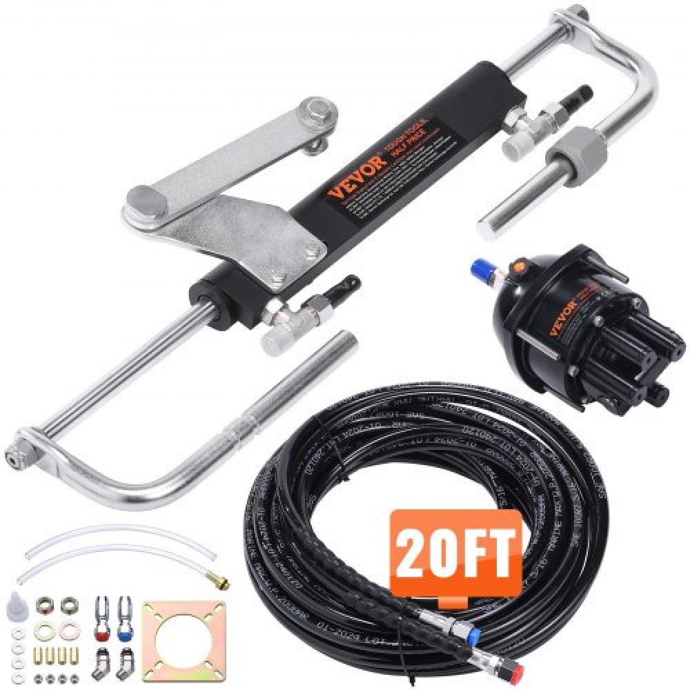 VEVOR Hydraulic Outboard Steering Kit, Marine Boat Hydraulic Steering System, με κύλινδρο αμφίδρομης κλειδαριάς αντλίας τιμόνι και υδραυλικό σωλήνα διεύθυνσης 6 m, για μονοκινητήρια σκάφη μονού σταθμού