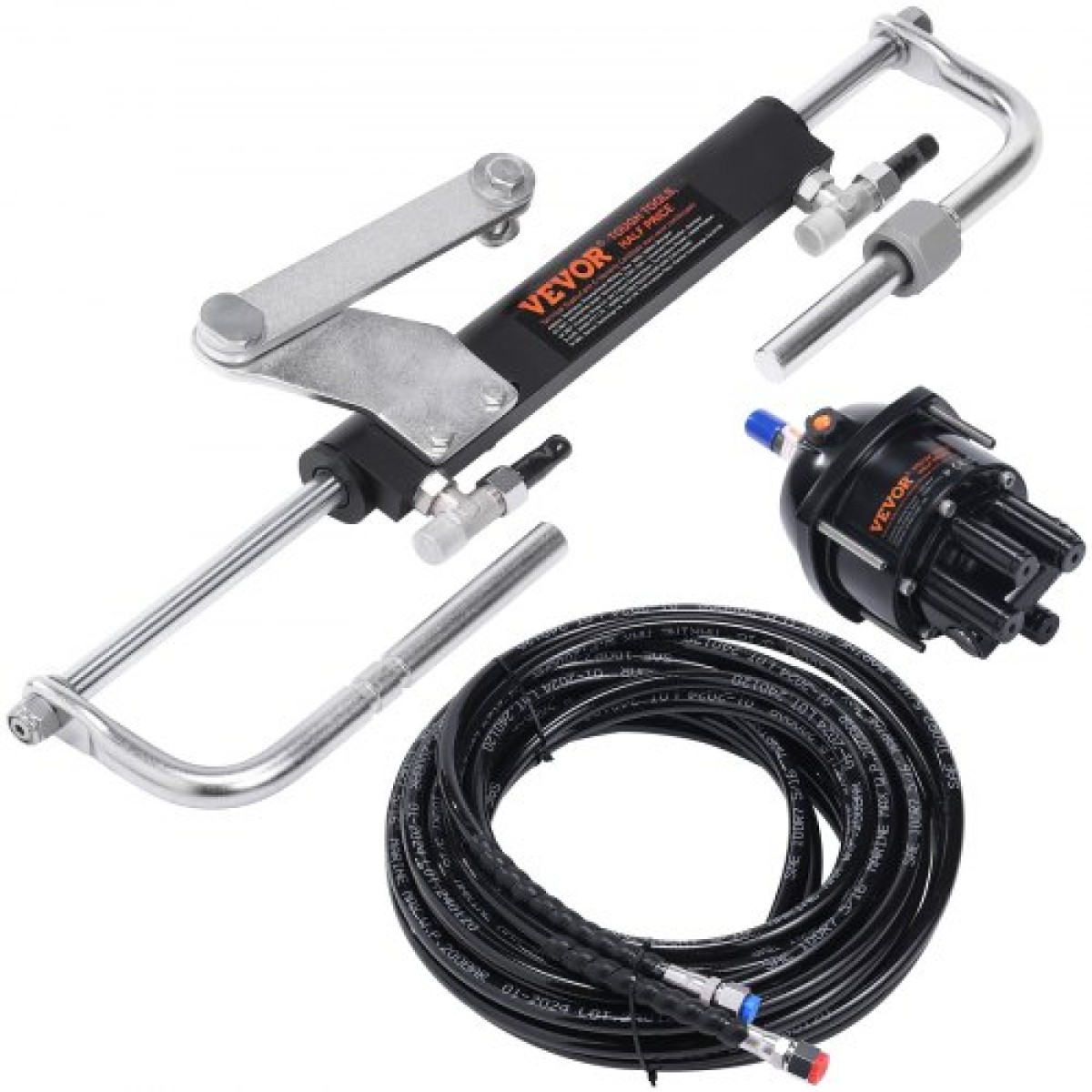 VEVOR Hydraulic Outboard Steering Kit, Marine Boat Hydraulic Steering System, με κύλινδρο αμφίδρομης κλειδαριάς αντλίας τιμόνι και υδραυλικό σωλήνα διεύθυνσης 6 m, για μονοκινητήρια σκάφη μονού σταθμού