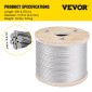 VEVOR 304 Καλώδιο από ανοξείδωτο ατσάλι 3/16 ιντσών 7 x 19 ατσάλινο συρματόσχοινο 250 πόδια Ατσάλινο καλώδιο για κάγκελα καταστρώματος DIY κιγκλίδωμα