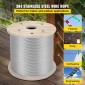 VEVOR 1/4" Καλώδιο από ανοξείδωτο χάλυβα 200FT, T304 7x19 Σύστημα κιγκλιδώματος καλωδίου πιο σφιχτό πυρήνα Σύρμα φράχτη κιτ κιγκλίδωμα καταστρώματος αεροσκαφών