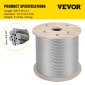 VEVOR 1/4" Καλώδιο από ανοξείδωτο χάλυβα 200FT, T304 7x19 Σύστημα κιγκλιδώματος καλωδίου πιο σφιχτό πυρήνα Σύρμα φράχτη κιτ κιγκλίδωμα καταστρώματος αεροσκαφών