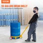 VEVOR 208,2 L Drum Dolly, 544,3 kg Χωρητικότητα φόρτωσης, Barrel Dolly Cart Drum Caddy Στρογγυλό Dolly Steel Χαμηλού προφίλ, Πλαίσιο από χάλυβα βαρέως τύπου με ρυθμιζόμενη λαβή 3 τροχών, για εργαστήριο εργοστασιακή αποθήκη