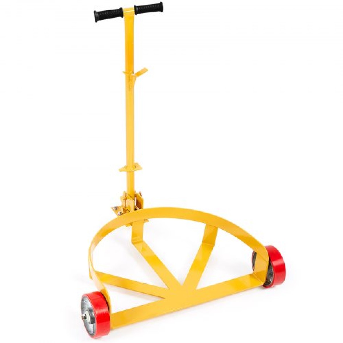 VEVOR 208,2 L Drum Dolly, 544,3 kg Χωρητικότητα φόρτωσης, Barrel Dolly Cart Drum Caddy Στρογγυλό Dolly Steel Χαμηλού προφίλ, Πλαίσιο από χάλυβα βαρέως τύπου με ρυθμιζόμενη λαβή 3 τροχών, για εργαστήριο εργοστασιακή αποθήκη