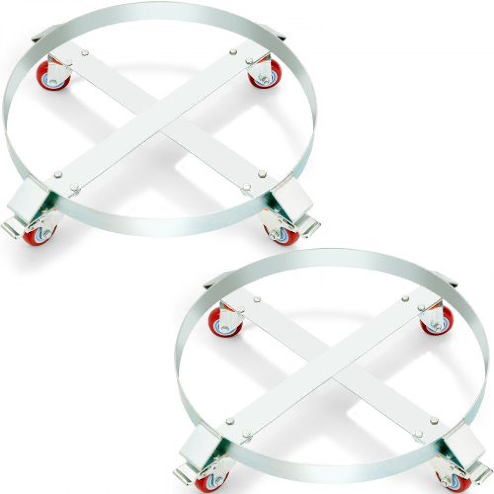 VEVOR 2PCS 208,2 L Heavy Duty Drum Dolly, 453,6 kg Χωρητικότητα φόρτωσης, Barrel Dolly Cart Drum Caddy, Dollies Hand Truck Capacity Non Tipping Hand Truck Capacity with Steel Frame 4 Swivel Casters Wheel, for Drum Handling