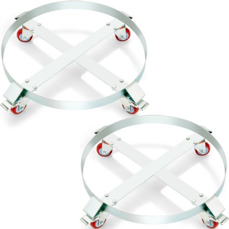 VEVOR 2PCS 208,2 L Heavy Duty Drum Dolly, 453,6 kg Χωρητικότητα φόρτωσης, Barrel Dolly Cart Drum Caddy, Dollies Hand Truck Capacity Non Tipping Hand Truck Capacity with Steel Frame 4 Swivel Casters Wheel, for Drum Handling