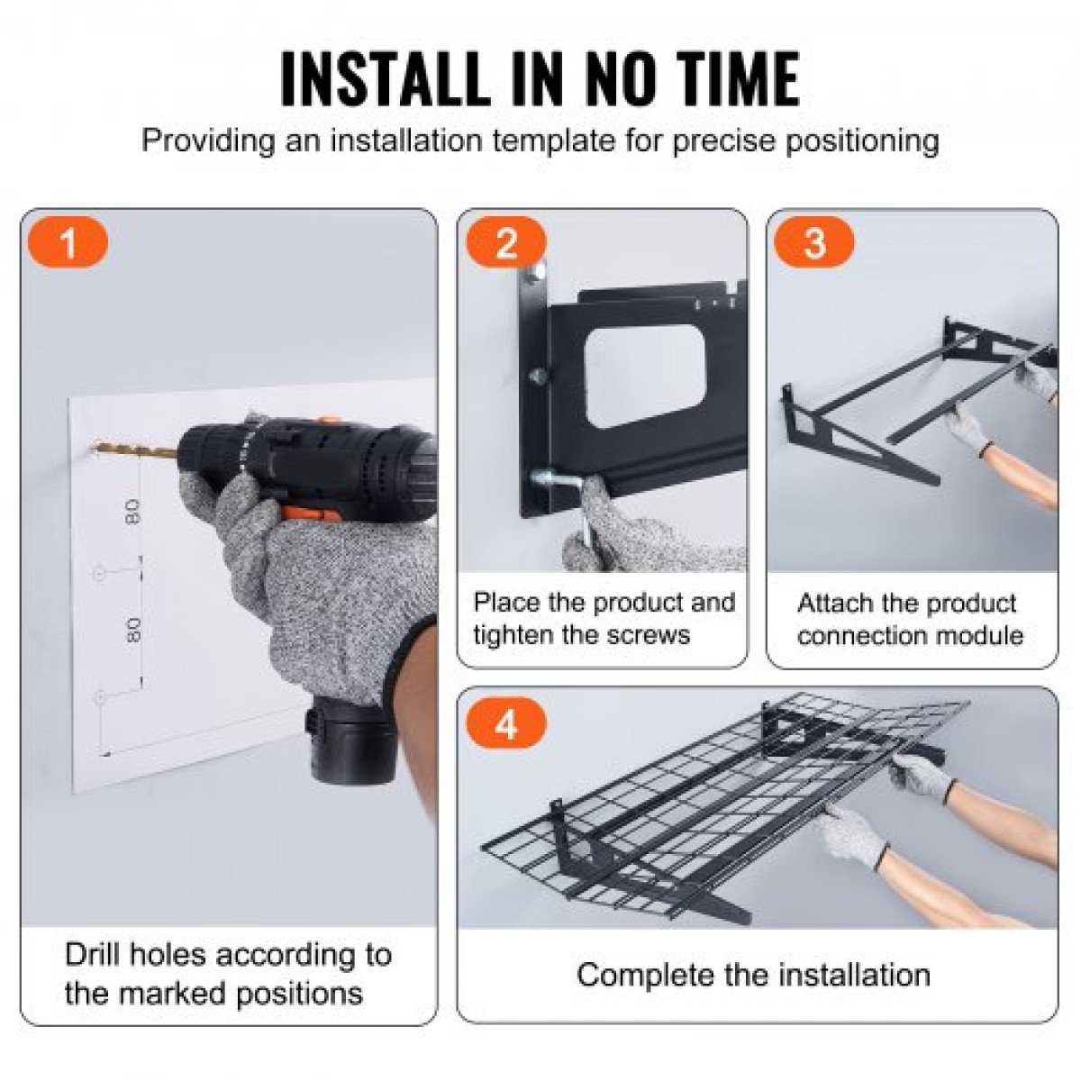 Ράφια αποθήκευσης VEVOR Garage, 2 Pack, 4 x 2 ft Ράφια γκαράζ βαρέως τύπου Επιτοίχια, χωρητικότητα φόρτωσης 500 lbs (Συνολική) Πλωτά ράφια αποθήκευσης γκαράζ, Κατάλληλα για κατάστημα, υπόστεγο, αποθήκευση γκαράζ