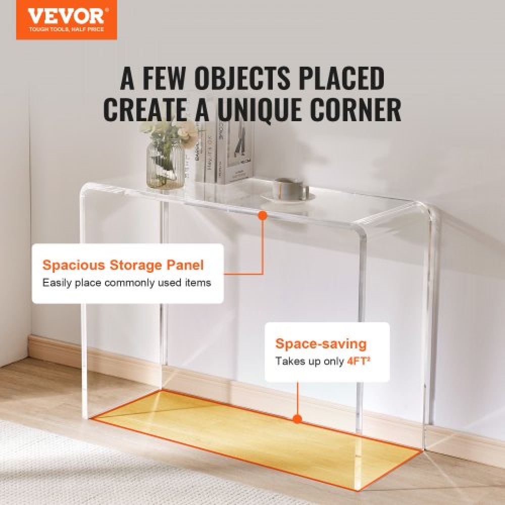 Τραπέζι κονσόλας VEVOR Acrylic, Clear Acrylic End Table, Transparent Acrylic side table 37,95x15x29,13 ιντσών, για Φουαγιέ, Σαλόνι, Τραπεζαρία