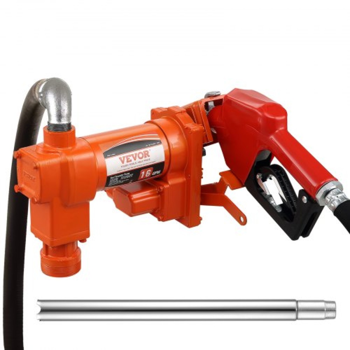 Αντλία μεταφοράς καυσίμου VEVOR, 12V DC 16 GPM 1/4 HP, αντλία εξαγωγής βενζίνης με αυτόματο ακροφύσιο, σωλήνας εκκένωσης και σωλήνα αναρρόφησης για μείγματα βενζίνης, ντίζελ, κηροζίνης, αιθανόλης και μεθανόλης και βιοντίζελ