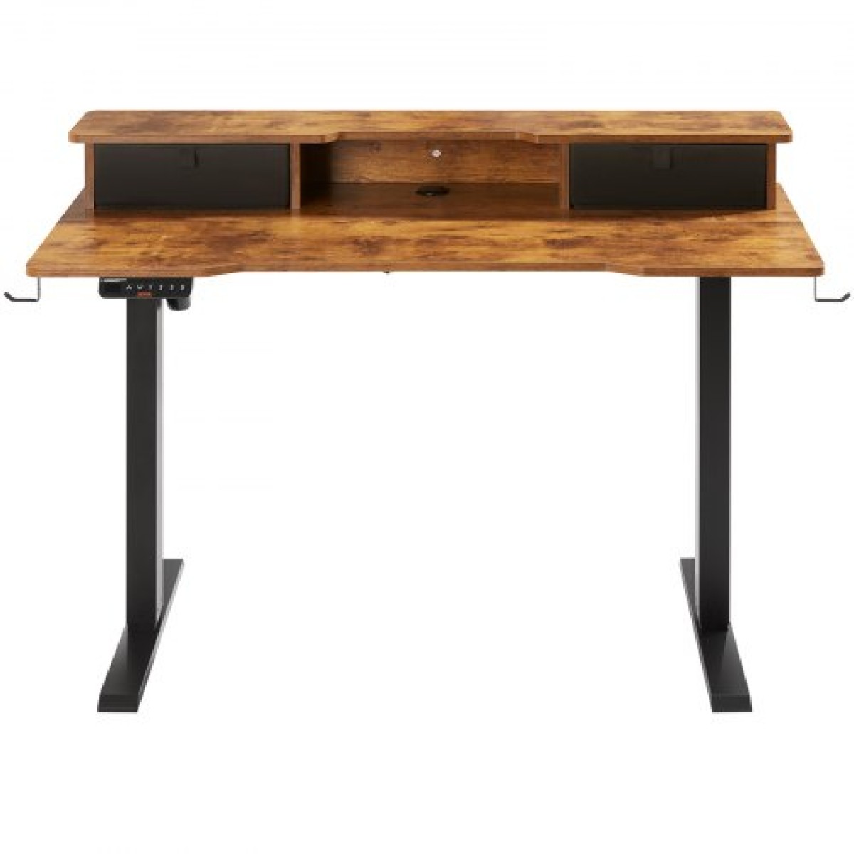 Γραφείο ρυθμιζόμενου ύψους VEVOR, 47,2" x 23,6" Ηλεκτρικός σταθμός εργασίας με διπλή οθόνη ανύψωσης, Ολόκληρη επιφάνεια επιτραπέζιας βάσης κάθεται για να σταθεί, 3-πλήκτρα Λειτουργίες στιβαρό διπλό μεταλλικό πλαίσιο, χωρητικότητα 180 LBS για υπο