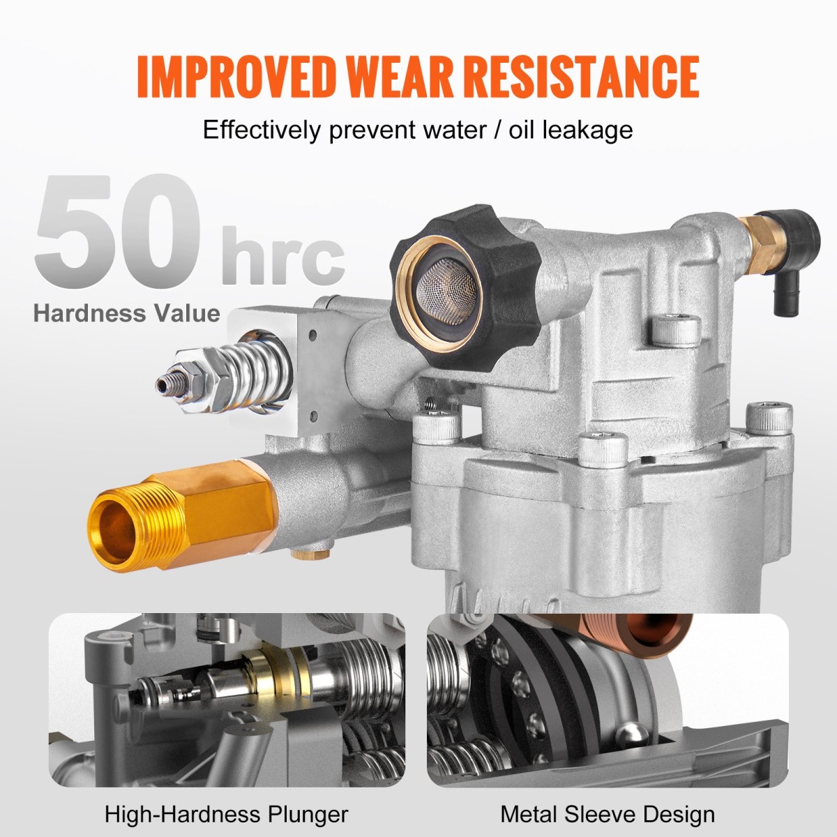 Αντλία VEVOR Pressure Washer, 19 mm Shaft Horizontal, 3400 PSI, 2.5GPM, Ανταλλακτικό κιτ αντλιών ηλεκτρικού πλυσίματος, Αντλία πλύσης ανταλλακτικών, Συμβατό με Honda, Simpson, RYOBI, Briggs & Stratton, Subaru, Craftsman
