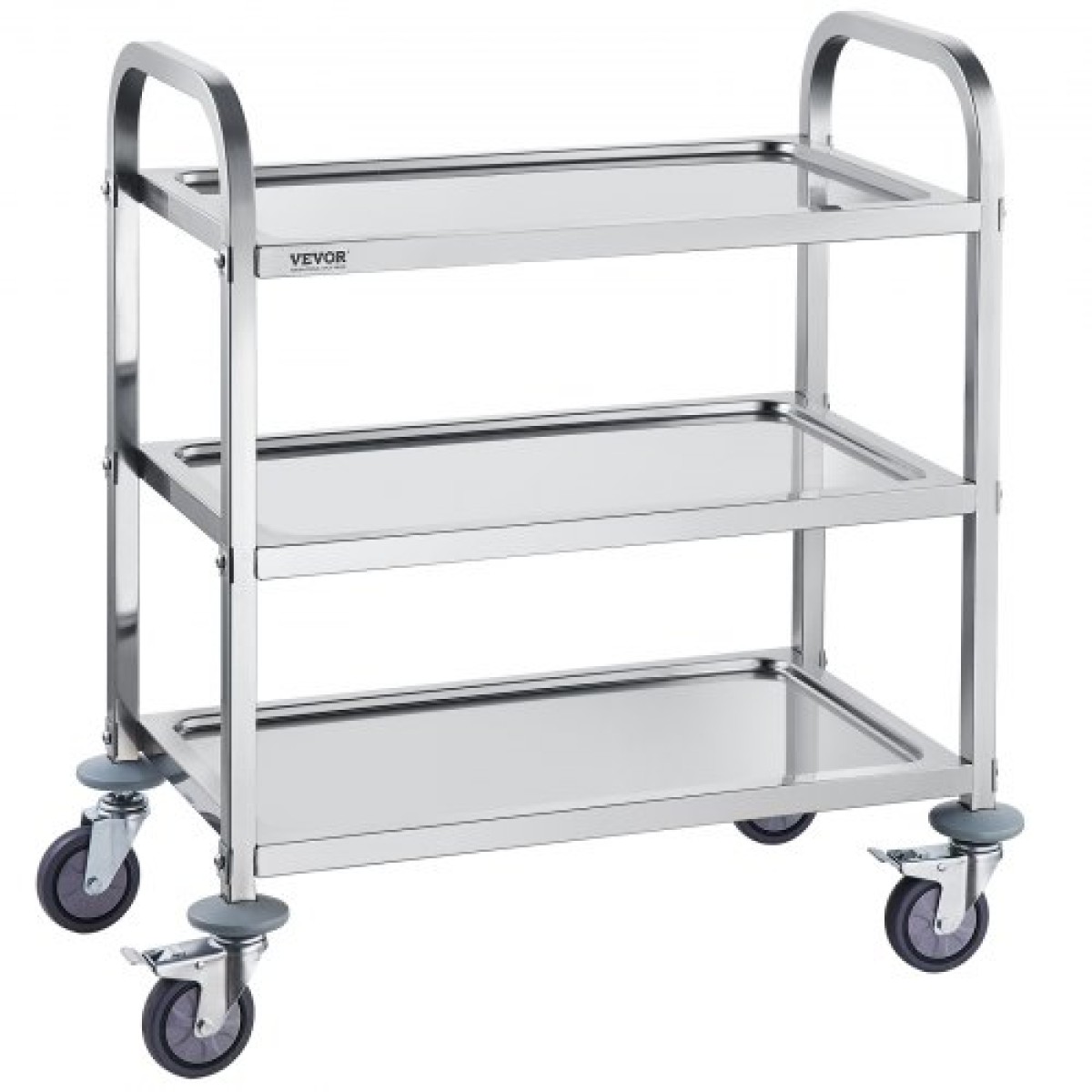 VEVOR Stainless Steel Cart, 3 Layers Lab Utility Cart 181,4kg Weight Capacity, Medical Cart with lockable Universal Wheels, for Lab, Clinic, Kitchen, Salon