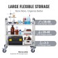VEVOR Stainless Steel Cart, 3 Layers Lab Utility Cart 181,4kg Weight Capacity, Medical Cart with lockable Universal Wheels, for Lab, Clinic, Kitchen, Salon