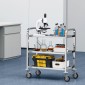 VEVOR Stainless Steel Cart, 3 Layers Lab Utility Cart 181,4kg Weight Capacity, Medical Cart with lockable Universal Wheels, for Lab, Clinic, Kitchen, Salon